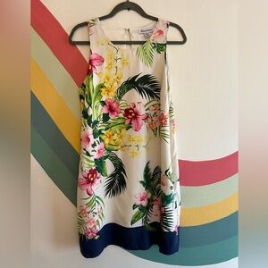 Tommy Bahama Silk Shift Dress Tropical Print Madeira Blooms Sleeveless Size M